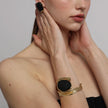 Waveborn Bronze Sculptural Cuff Bracelet with Black Resin