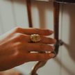 Aquamarine Statement Ring in 18K Gold-Plated Alloy