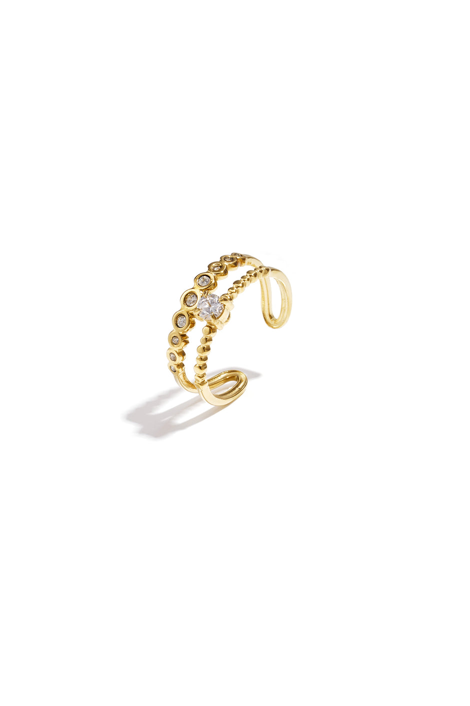 Double adjustable ring with stones