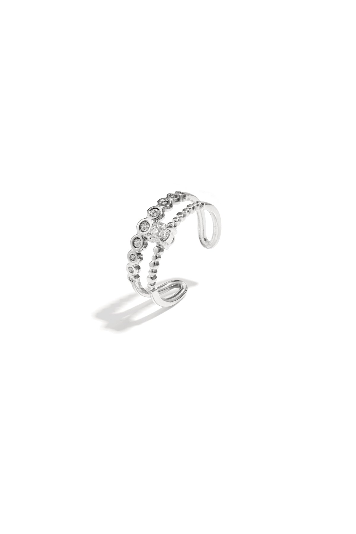 Double adjustable ring with stones
