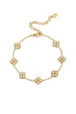 Bracelet with zirconia-set clovers