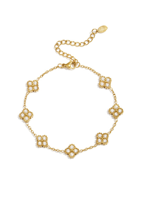 Bracelet with zirconia-set clovers