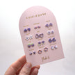 Yuko-B Kids Ceramic Stud Earrings Set – Purple Motifs (12 Pairs)