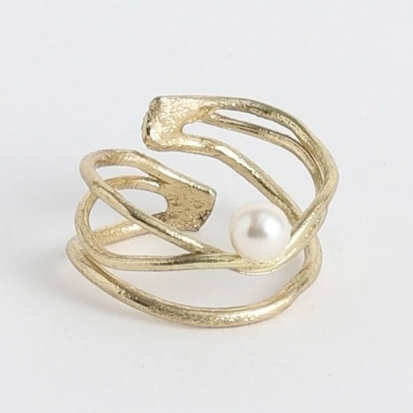 Lumina Bronze Ring with Natural Pearl