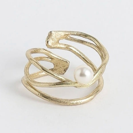 Lumina Bronze Ring with Natural Pearl