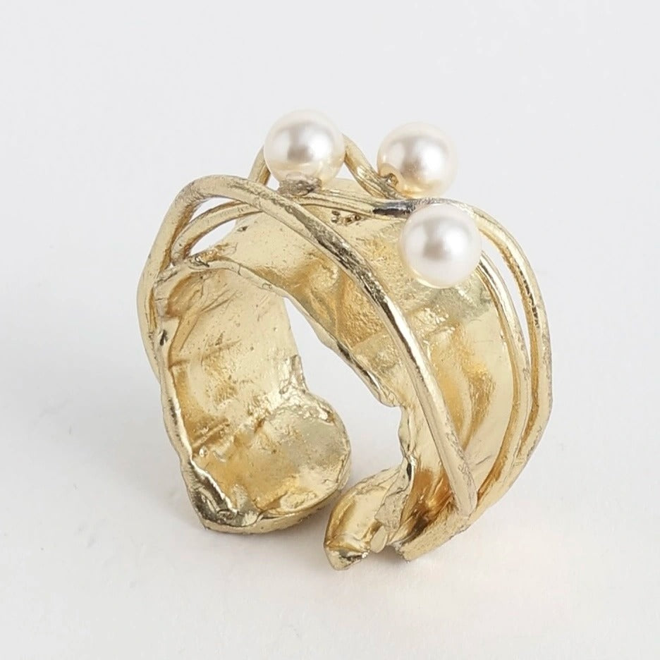Kahlua Ring — Bronze with Creamrose Light Pearls