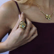 Bronze Sculptural Ring with Teardrop Crystals