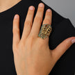 Sculptural Bronze Openwork Ring with Oxidized Finishes