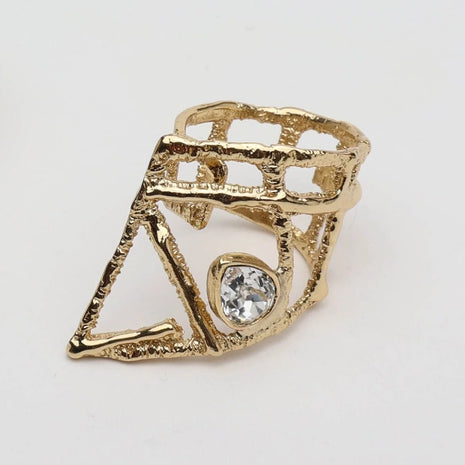 Bead Sculptural Lattice Ring