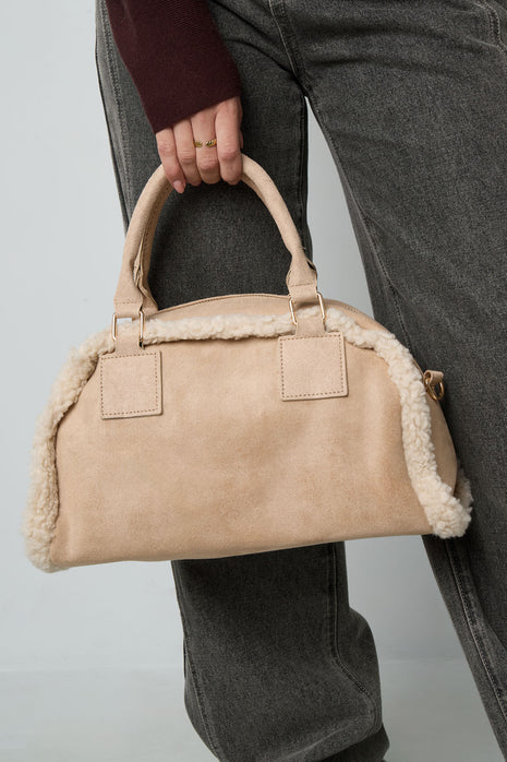 Teddy Patchwork Shoulder Bag in brown