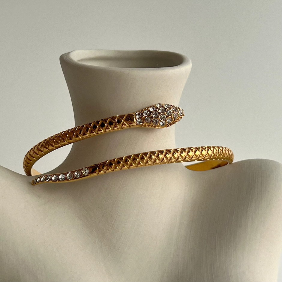 Gold-Plated Stainless Steel Bracelet with Zircon