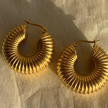 Textured Gold Hoop Earrings in Stainless Steel