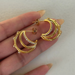 18k Gold Plated Triple Layer Coral Hoop Earrings with Zircon