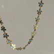 Blue Enamel Flower Necklace with Gold-Plated Chain