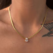 Gold-Plated Stainless Steel Necklace with Teardrop Zircon