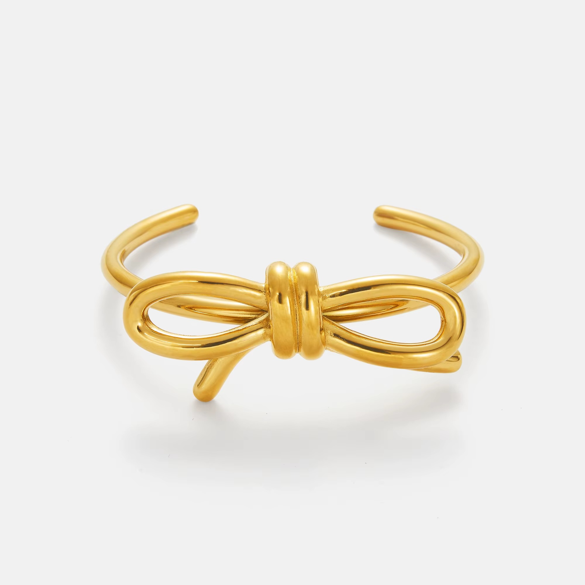Bow Cuff Bracelet in 18K Gold-Plated Stainless Steel