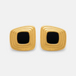 ENOTIA trapezoid gold-plated stainless steel earrings with black enamel