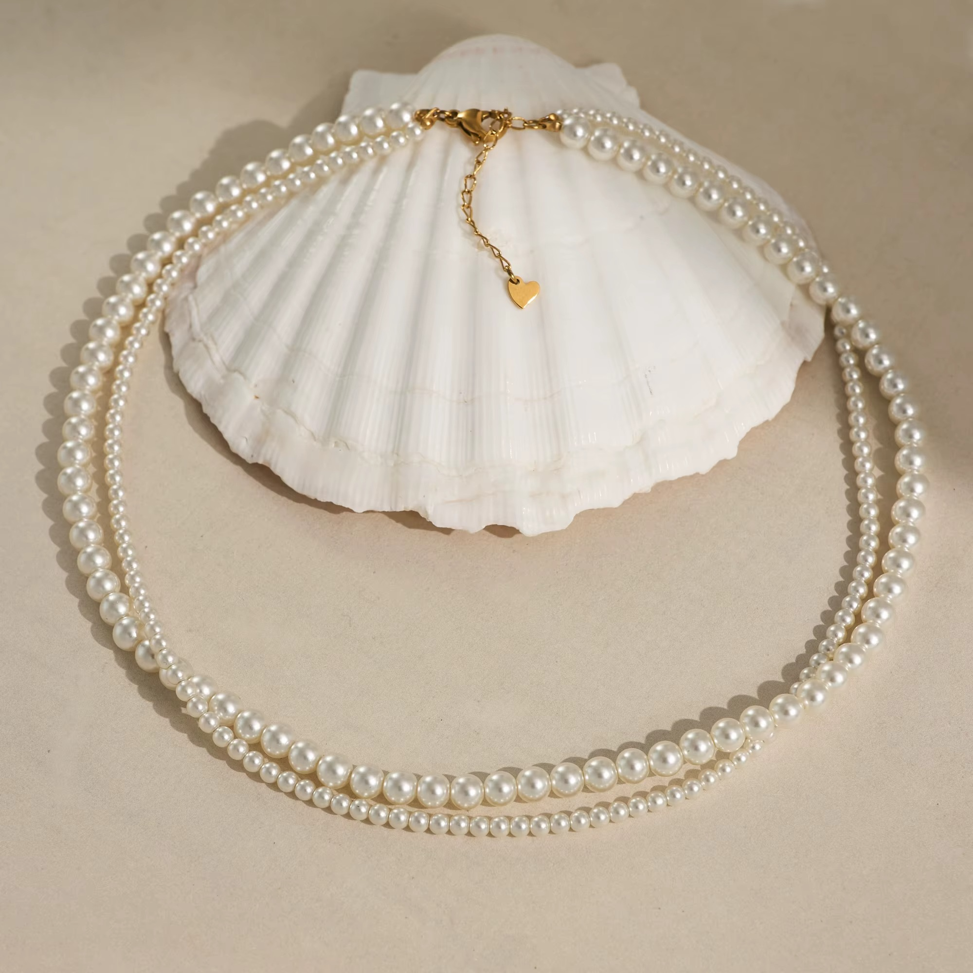 ENOTIA layered imitation pearl necklace 39+5 cm – double strand pearls
