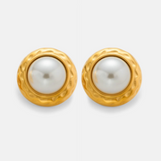 ENOTIA vintage round pearl earrings – gold-plated stainless steel”