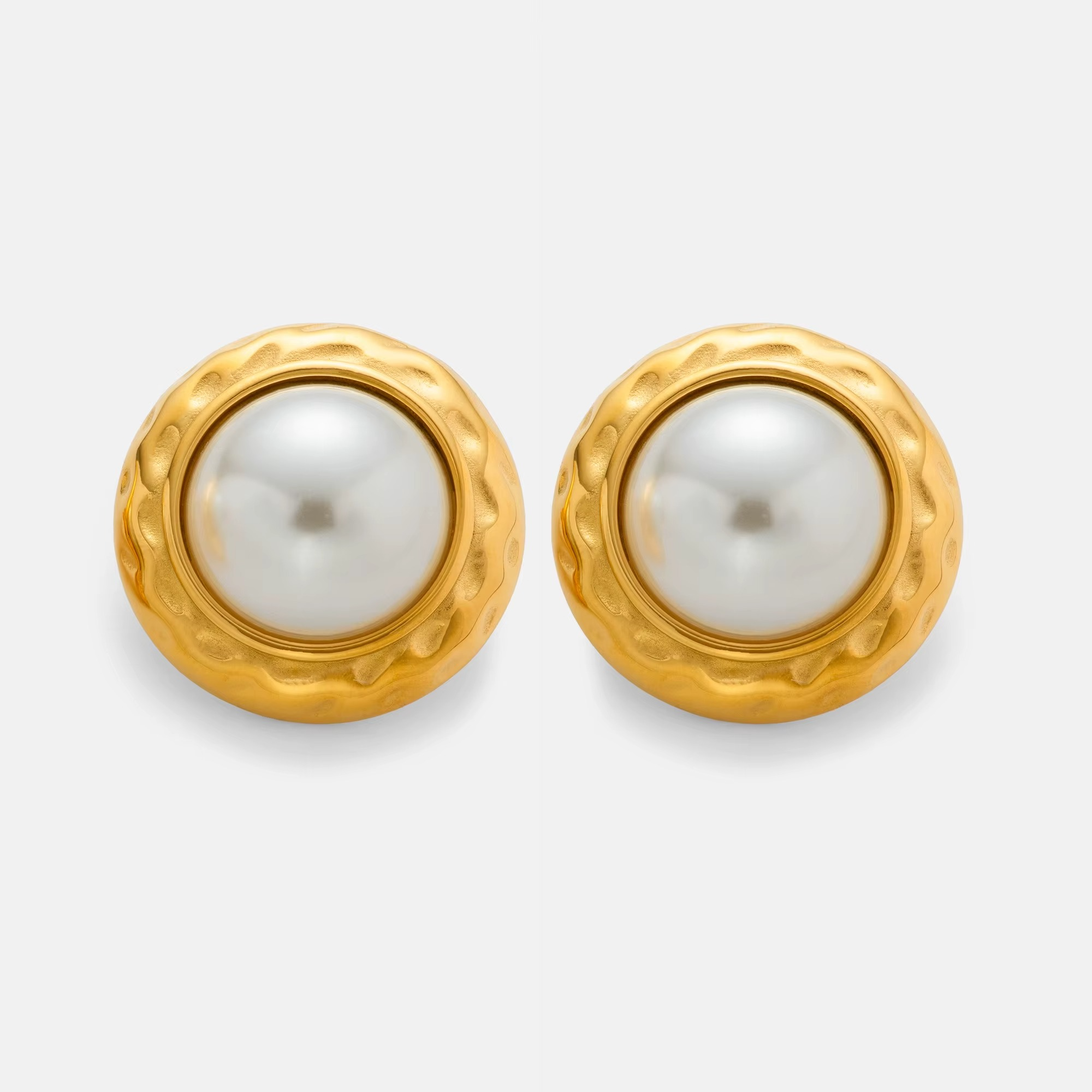 ENOTIA vintage round pearl earrings – gold-plated stainless steel”