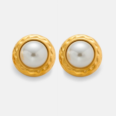 ENOTIA vintage round pearl earrings – gold-plated stainless steel”