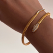 Gold-Plated Stainless Steel Bracelet with Zircon