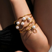 Wave Pearl Cuff Bracelet – Gold Plated Stainless Steel