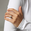 Bronze Asymmetric Ring with Crystal Accent