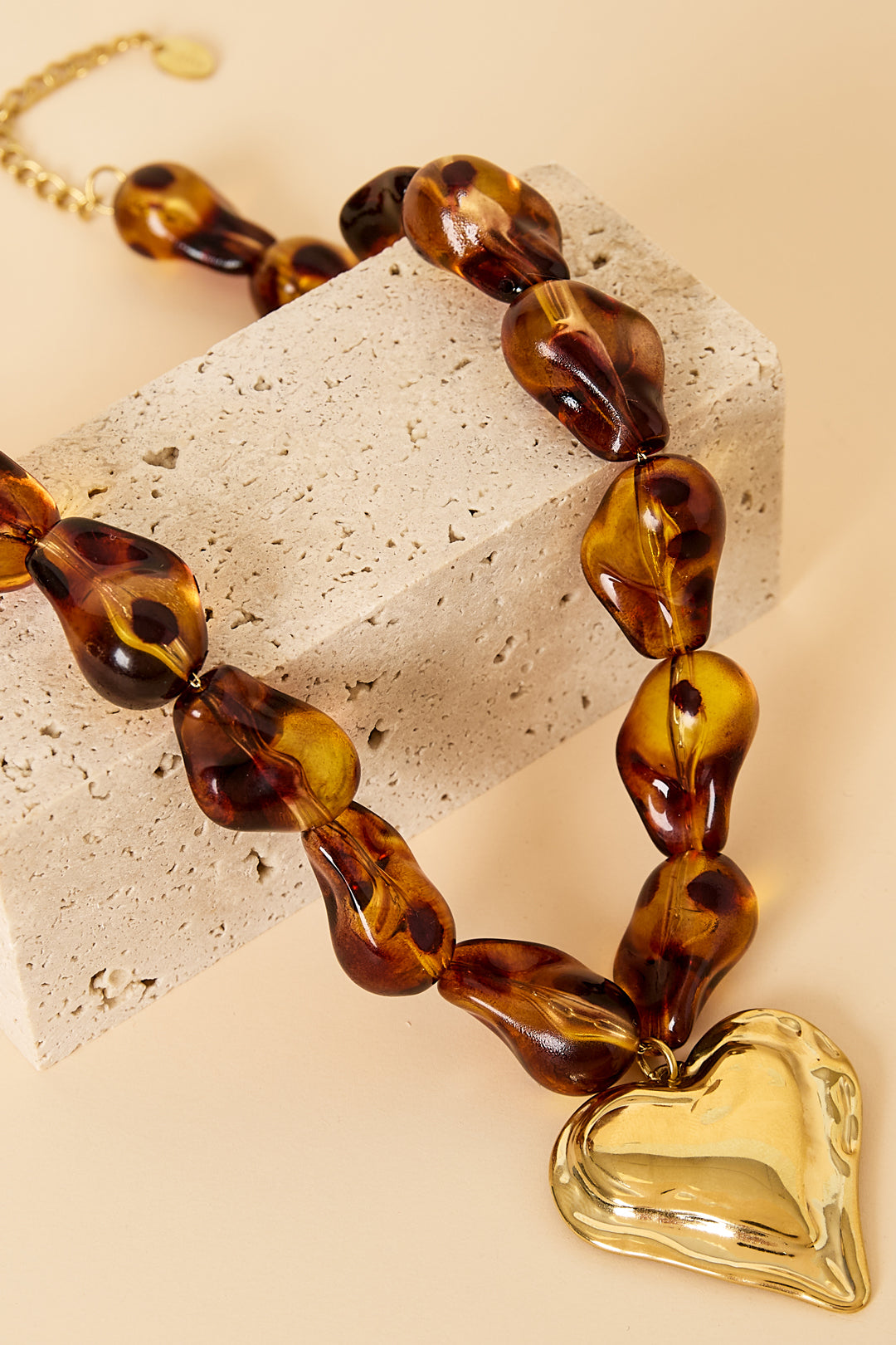 Natural Form Bead and Heart Necklace by ENOTIA