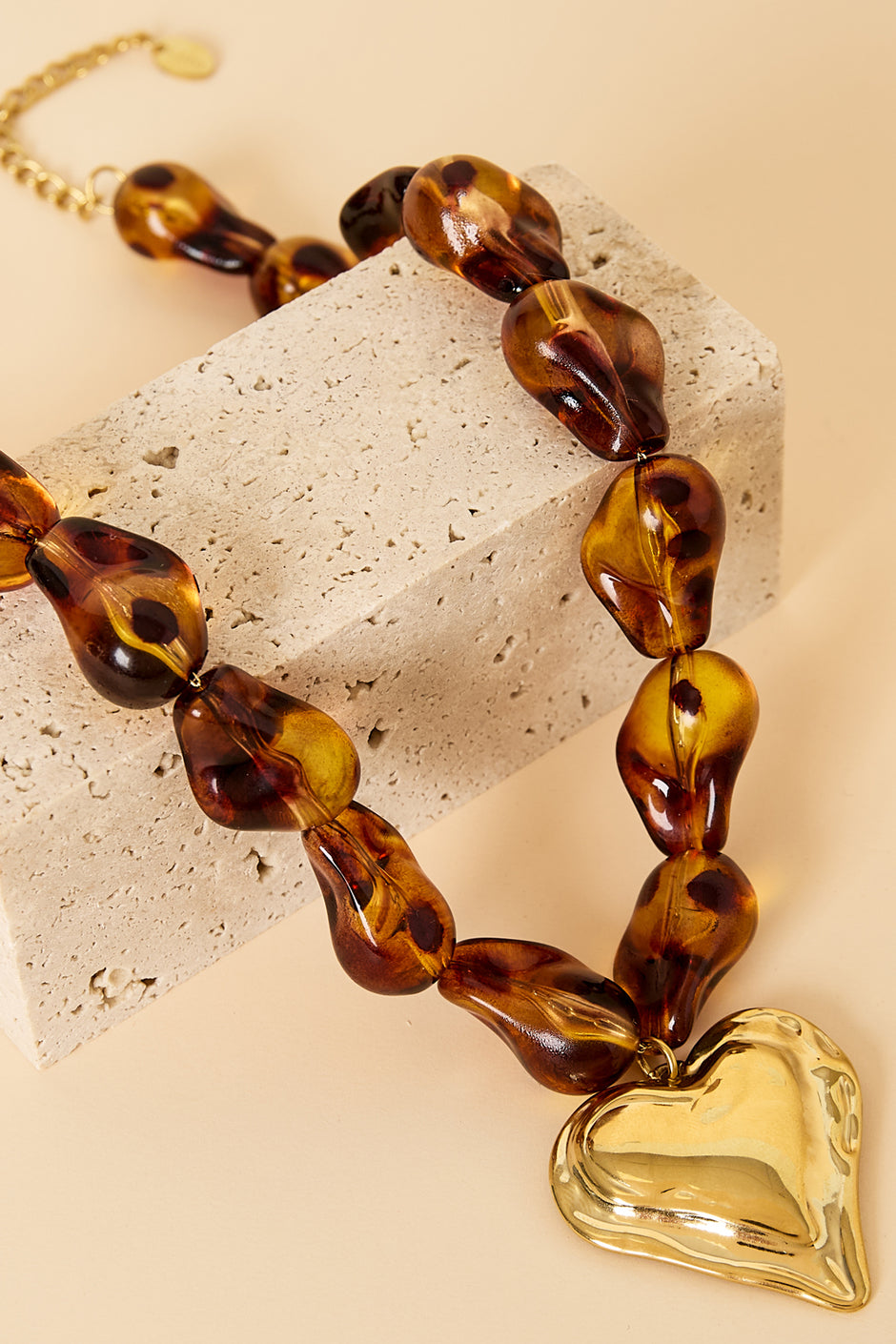 Natural Form Bead and Heart Necklace by ENOTIA
