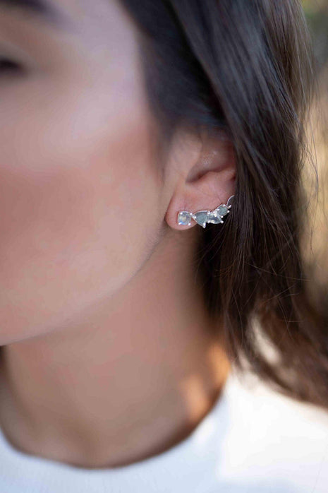 Sterling Silver Ear Climbers with Labradorite