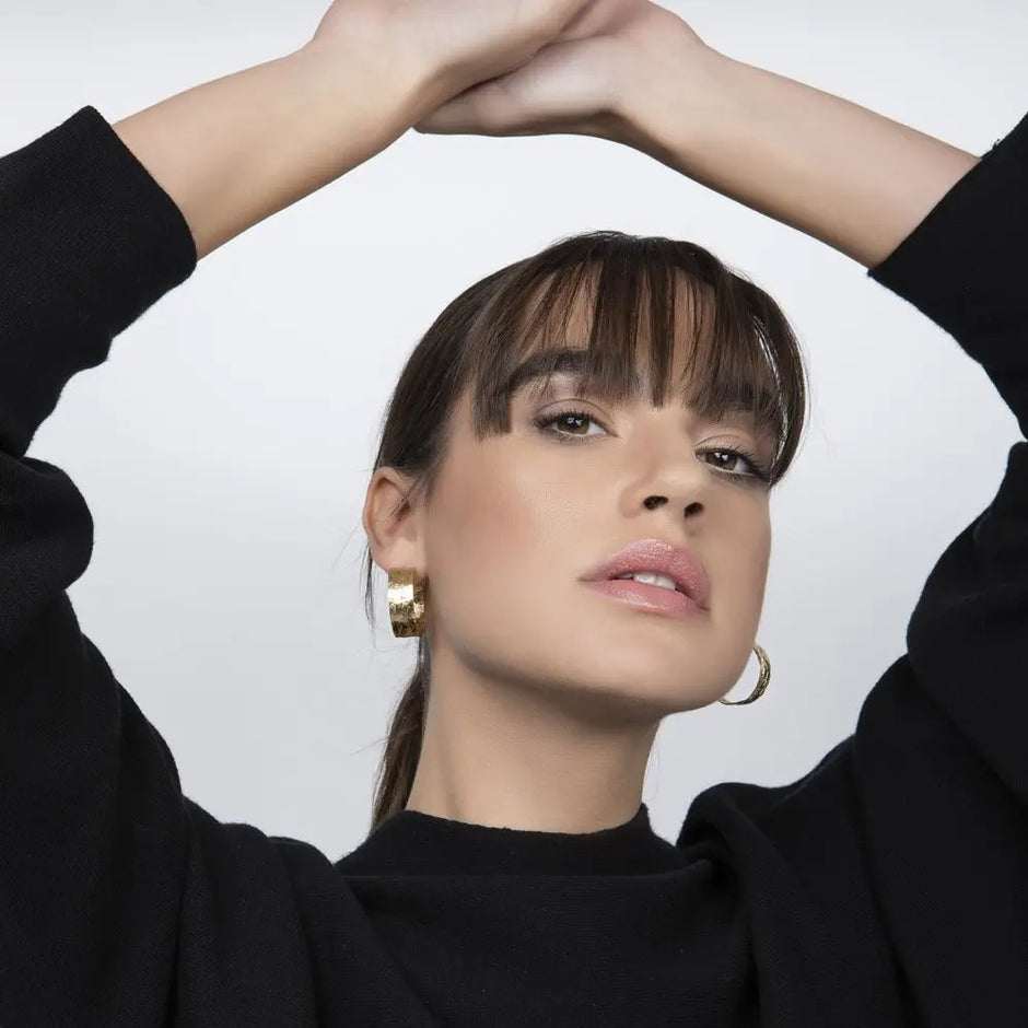 Glassy Textured Bronze Hoop Earrings