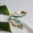 Tideflow Bronze Sculptural Earrings with Gold & Green Oxidation