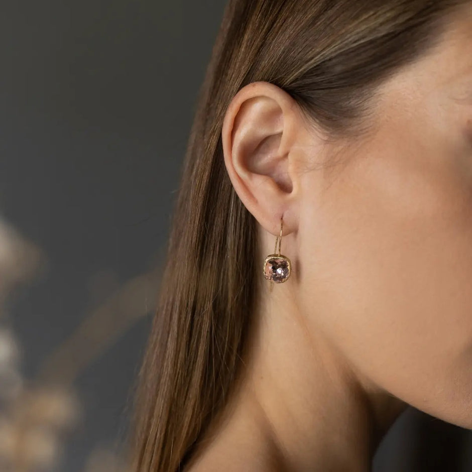 Bronze Drop Earrings with Crystal Accent