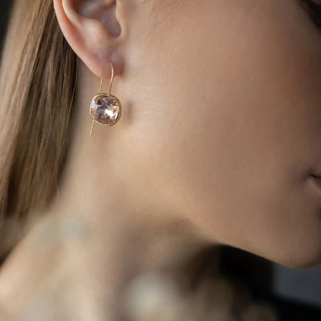 Bronze Drop Earrings with Crystal Accent