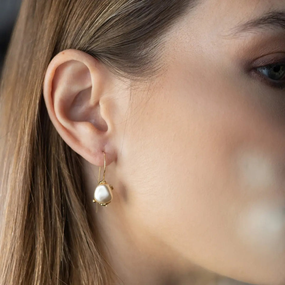 Small Cream Pearl Drop Earrings