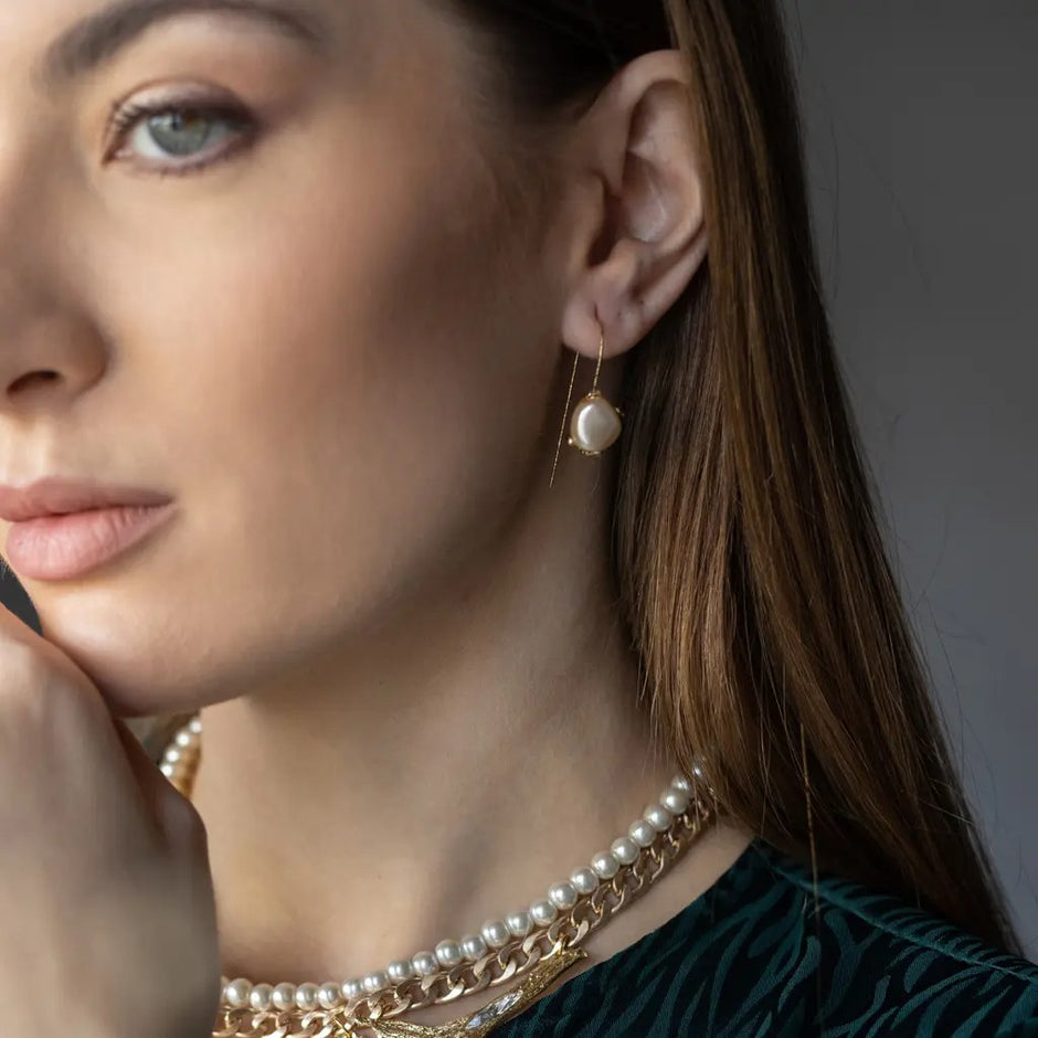 Small Cream Pearl Drop Earrings