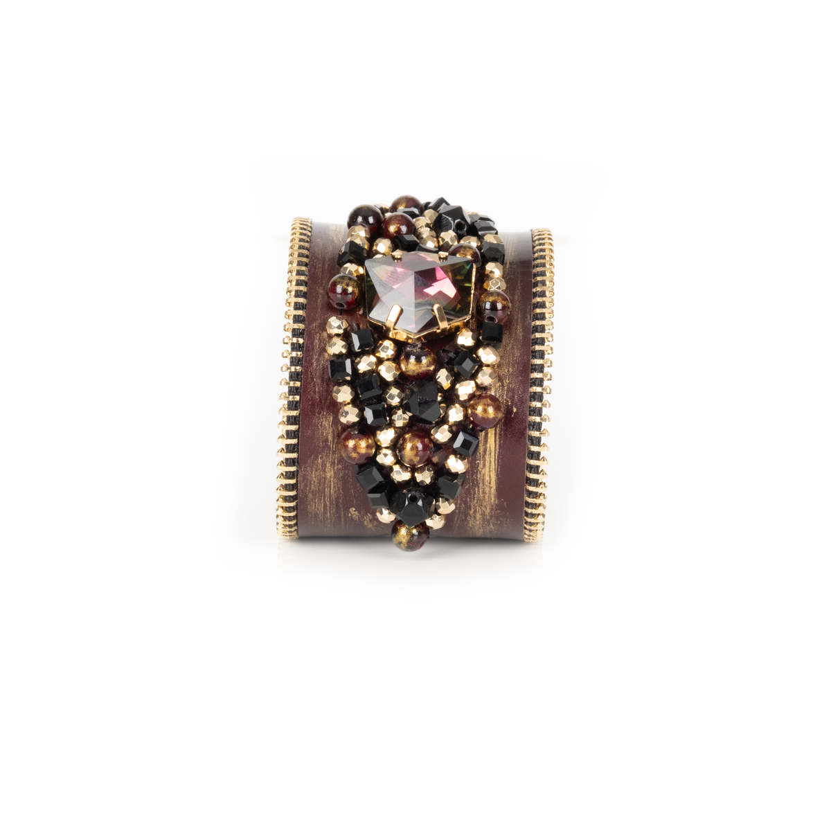Noir Ember Crystal Leather Cuff