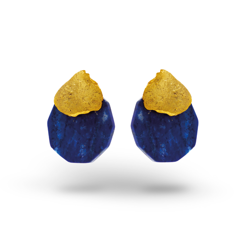 “Handmade gold-plated sterling silver lapis lazuli stud earrings – ENOTIA”