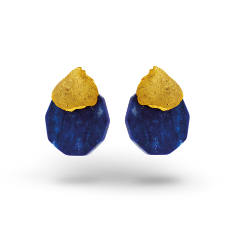 “Handmade gold-plated sterling silver lapis lazuli stud earrings – ENOTIA”