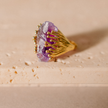 Aquamarine Statement Ring in 18K Gold-Plated Alloy