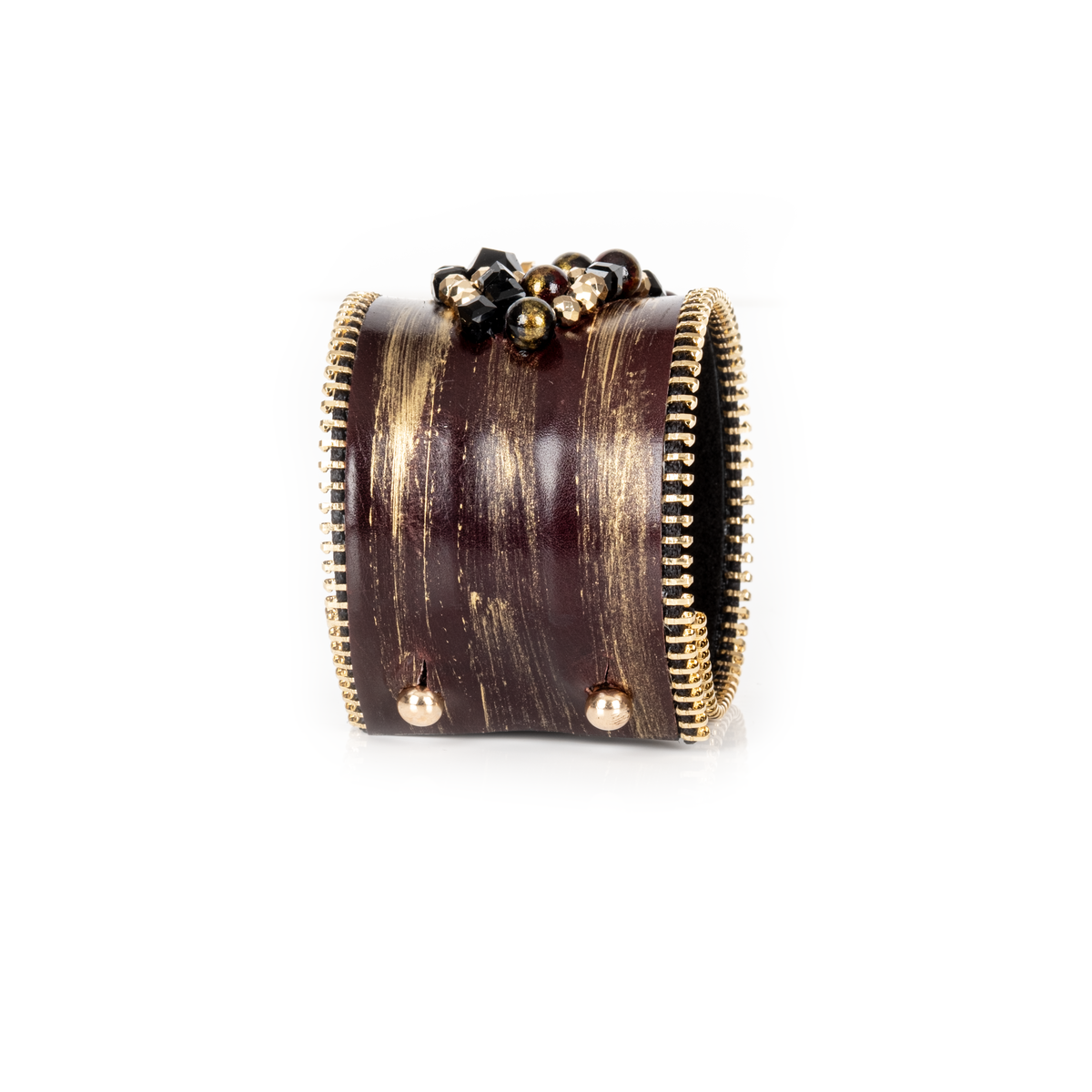 Noir Ember Crystal Leather Cuff