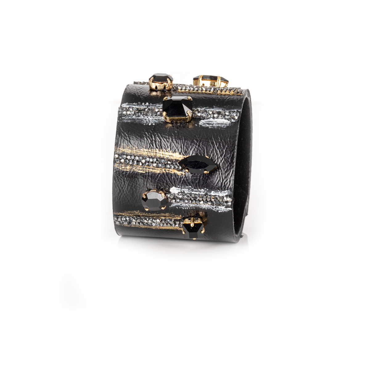Obsidian Rebel Crystal Leather Cuff by The Dark Atelier – view 2