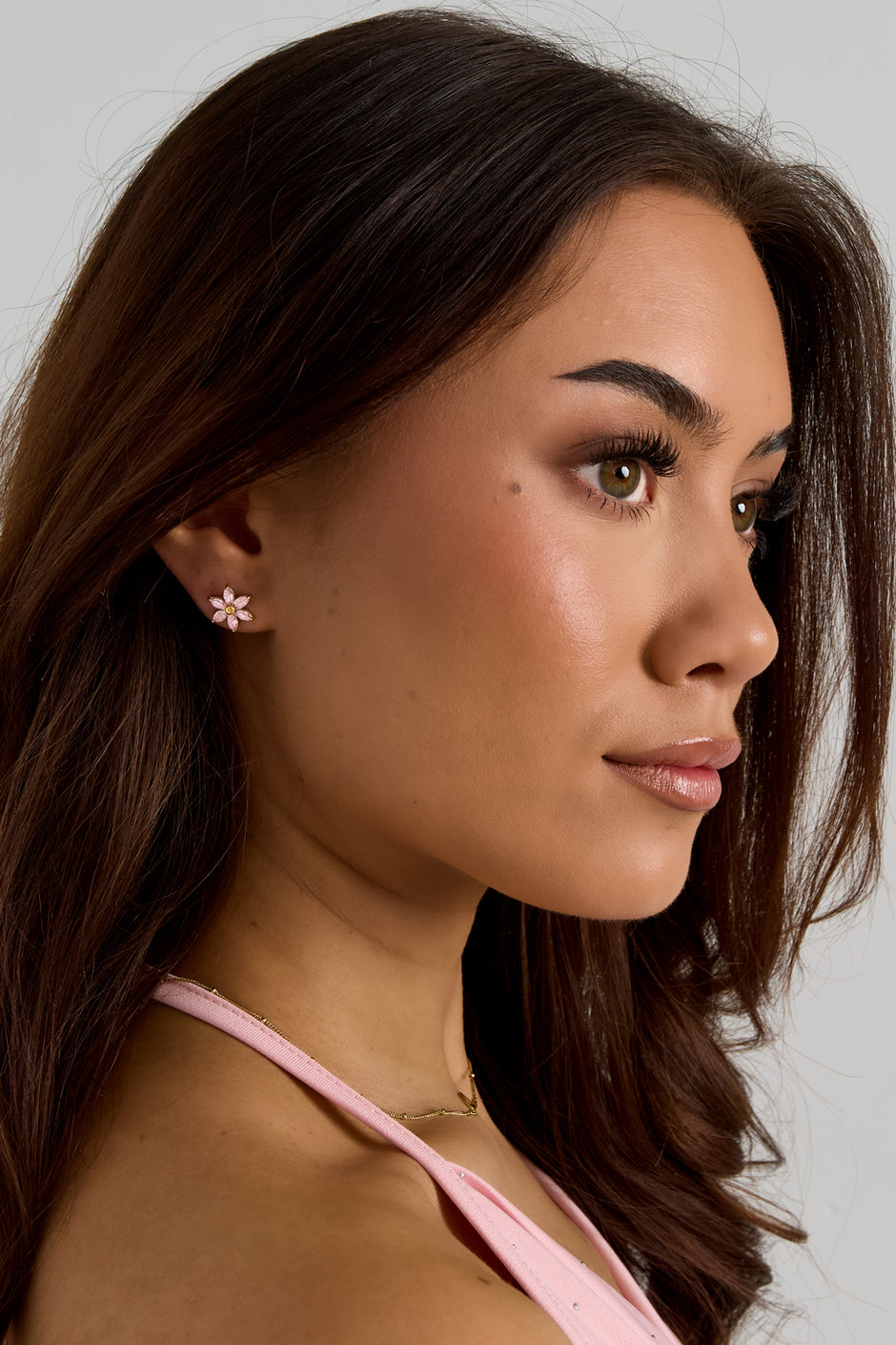 Earrings With Zircon Flower