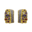 Sterling Silver Earrings with Black and Gold Plating and Multicolour Zircon