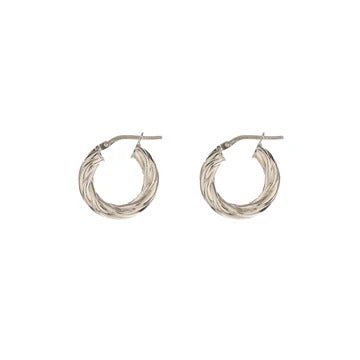 Sterling Silver Textured Hoop Earrings
