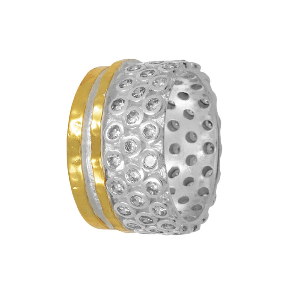 Wide Band Sterling Silver Ring — Silver & Gold Plated