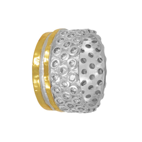Wide Band Sterling Silver Ring — Silver & Gold Plated
