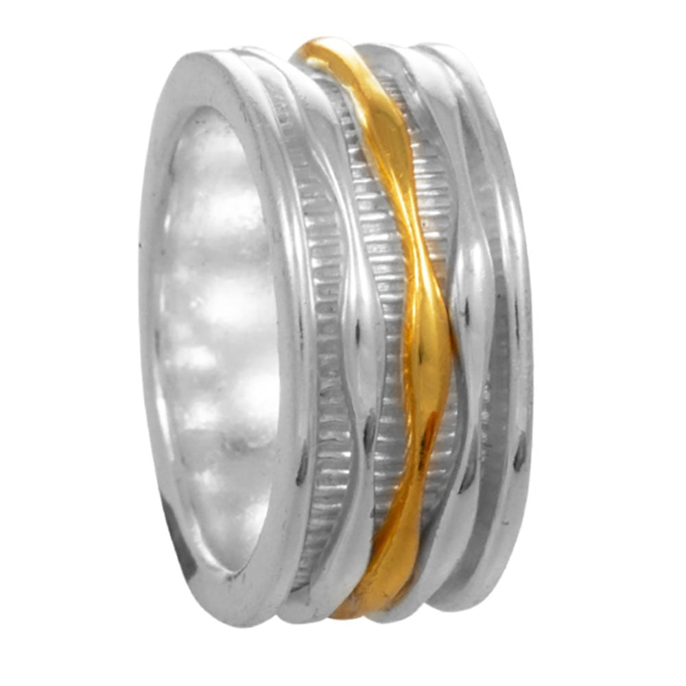 Handmade Sterling Silver Ring with Gold Plated Accent