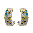 Sterling Silver Hoop Earrings with Gold Plating and Multicolour Zircon